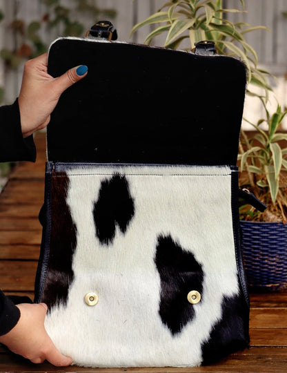 Black White Hair On Cowhide Backpack