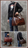 Crazy horse leather men's travel duffle bag