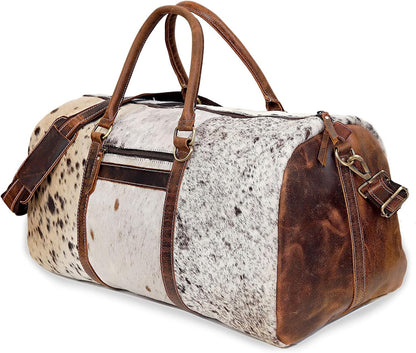 Cowhide Duffel Bag With Shoe Compartment