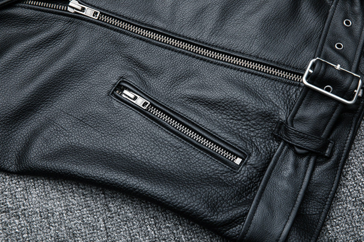 Men’s Heavy Cowhide Black Biker Jacket