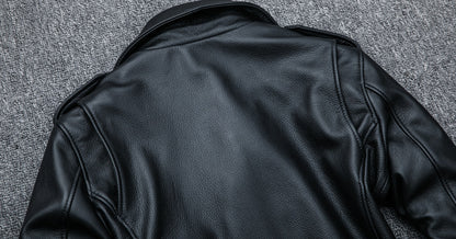 Men’s Heavy Cowhide Black Biker Jacket