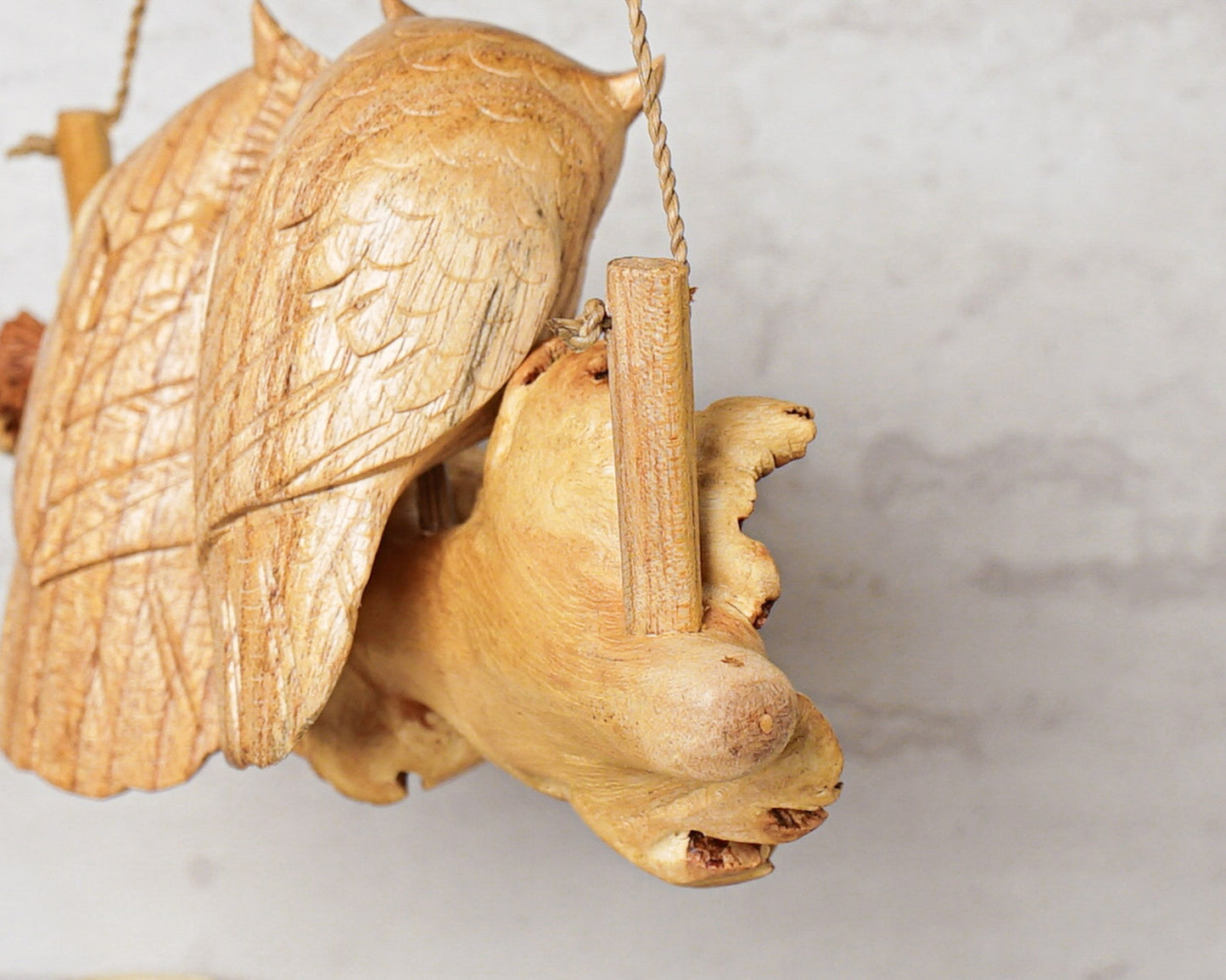 Wooden Art Sculpture Hanging Owl