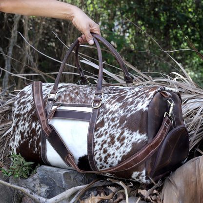 Handmade Cowhide Duffel Bag With Shoe Compartment