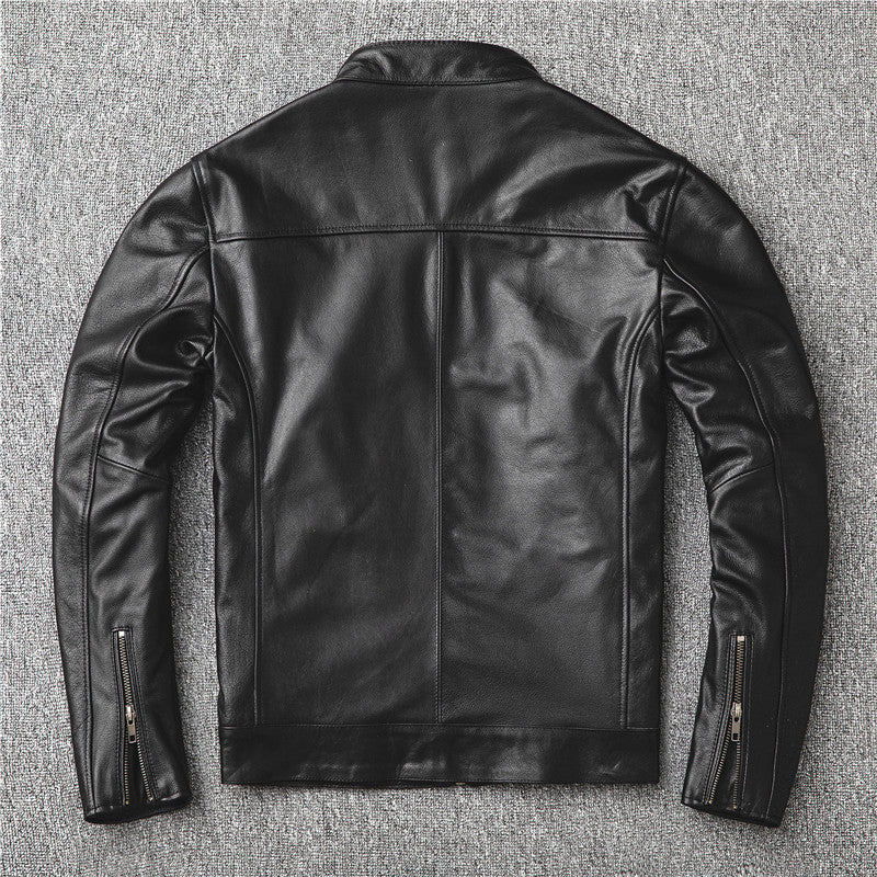 Men Slim-Fit Real Sheepskin Leather Jacket