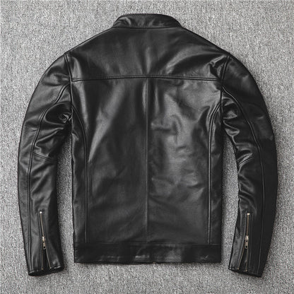 Men Slim-Fit Real Sheepskin Leather Jacket