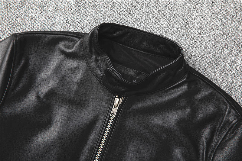 Men Slim-Fit Real Sheepskin Leather Jacket