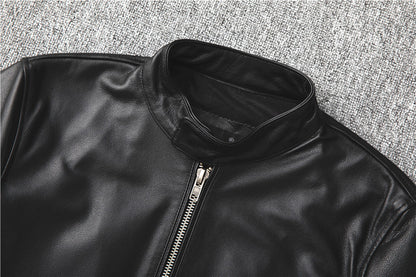 Men Slim-Fit Real Sheepskin Leather Jacket