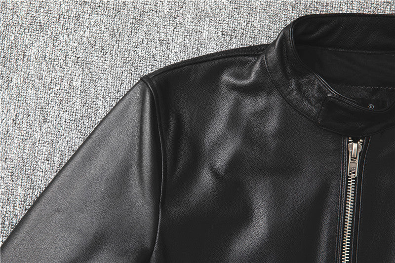 Men Slim-Fit Real Sheepskin Leather Jacket