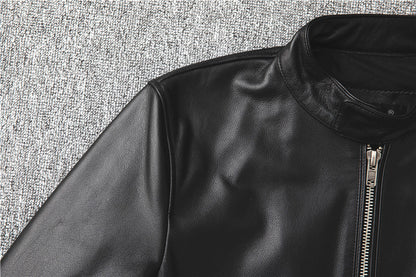 Men Slim-Fit Real Sheepskin Leather Jacket