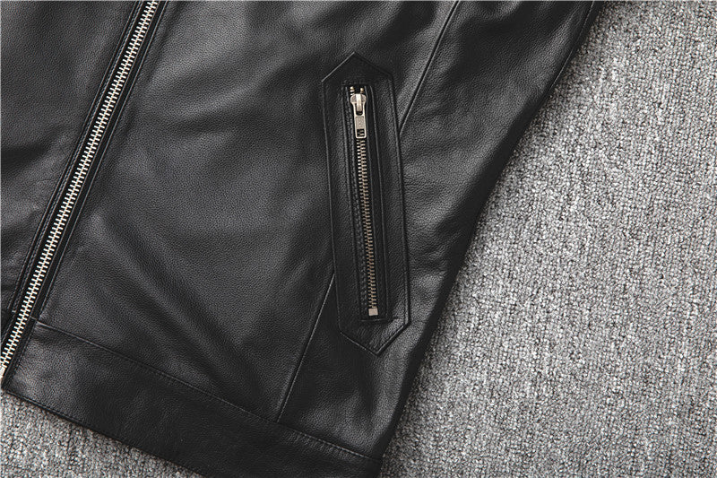 Men Slim-Fit Real Sheepskin Leather Jacket