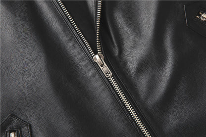 Men Slim-Fit Real Sheepskin Leather Jacket