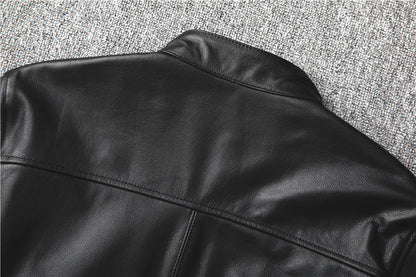Men Slim-Fit Real Sheepskin Leather Jacket