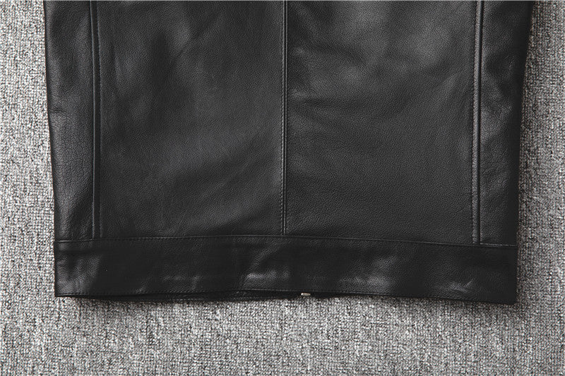 Men Slim-Fit Real Sheepskin Leather Jacket