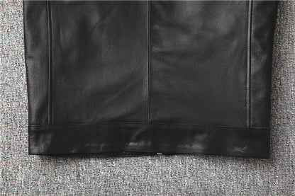 Men Slim-Fit Real Sheepskin Leather Jacket