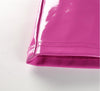 Glossy pink faux leather zipper pocket mini skirt