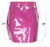 Glossy pink faux leather zipper pocket mini skirt