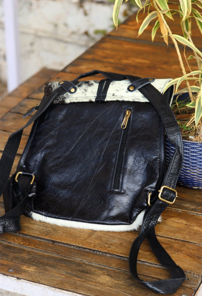 Black White Hair On Cowhide Backpack