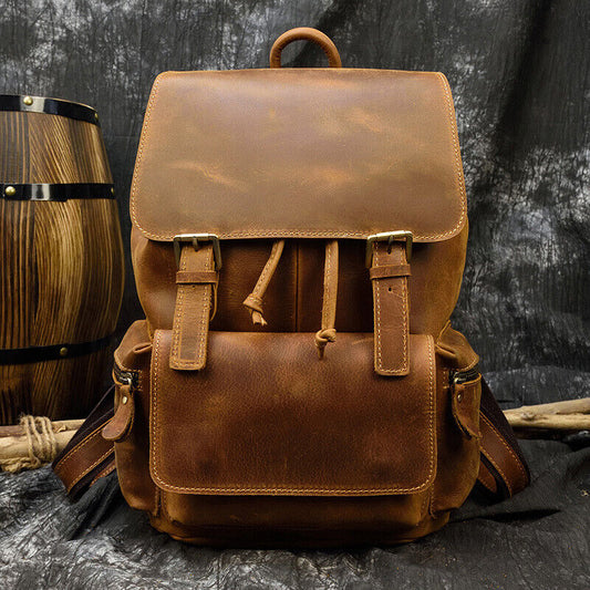 Cowhide Laptop Travel Backpack