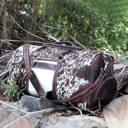 Handmade Cowhide Duffel Bag With Shoe Compartment