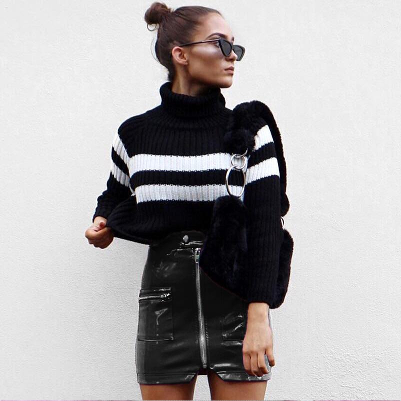 Glossy pink faux leather zipper pocket mini skirt