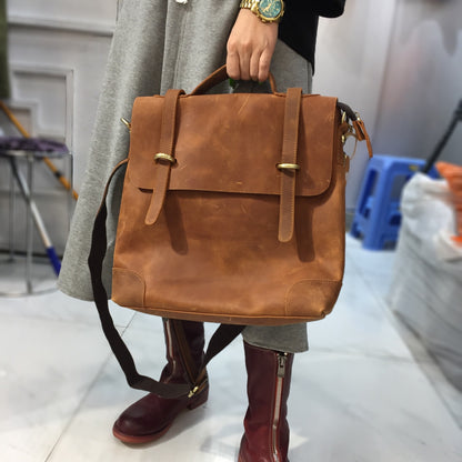 Genuine leather mori style backpack