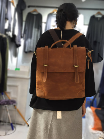 Genuine leather mori style backpack