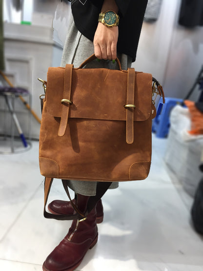 Genuine leather mori style backpack