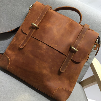 Genuine leather mori style backpack