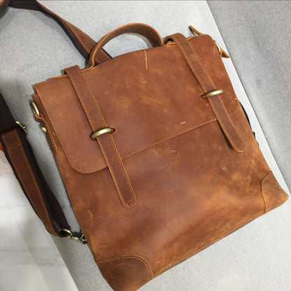 Genuine leather mori style backpack