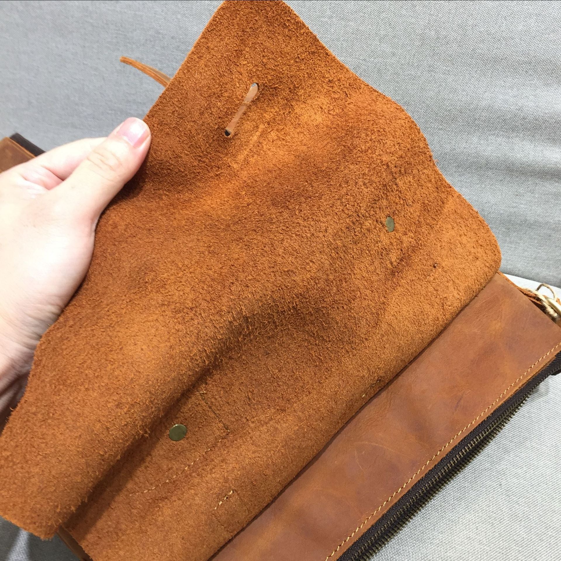 Genuine leather mori style backpack