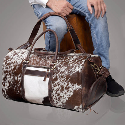 Handmade Cowhide Duffel Bag With Shoe Compartment