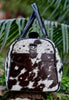 Black White Cowhide Gym Duffle Bag