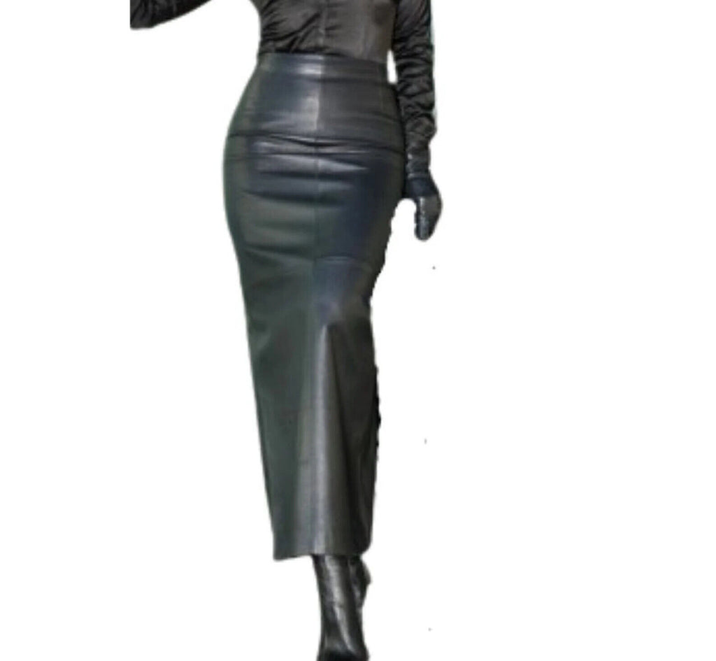 Genuine Real Leather Long Skirt