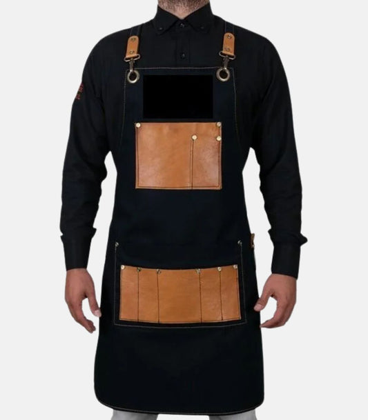 Black Brown Leather Apron For Professionals