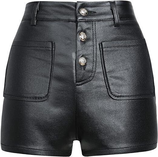 Black Leather Shorts Women