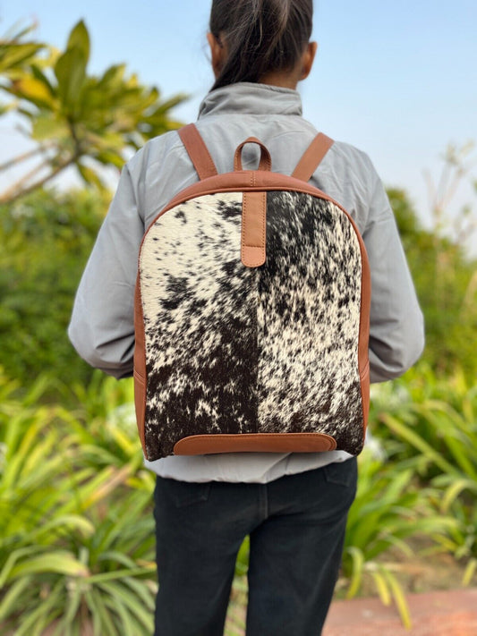 Black White Speckled Cowhide Backpack