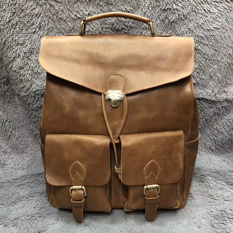 Crazy horse leather laptop backpack