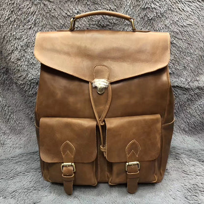 Crazy horse leather laptop backpack