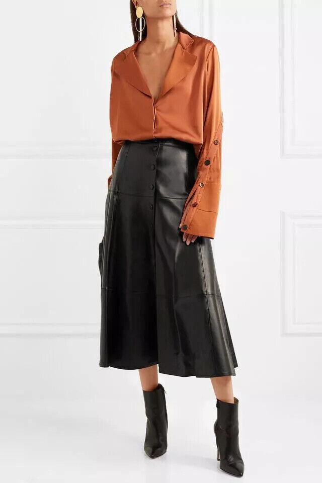 Genuine Leather Party Long Skirt