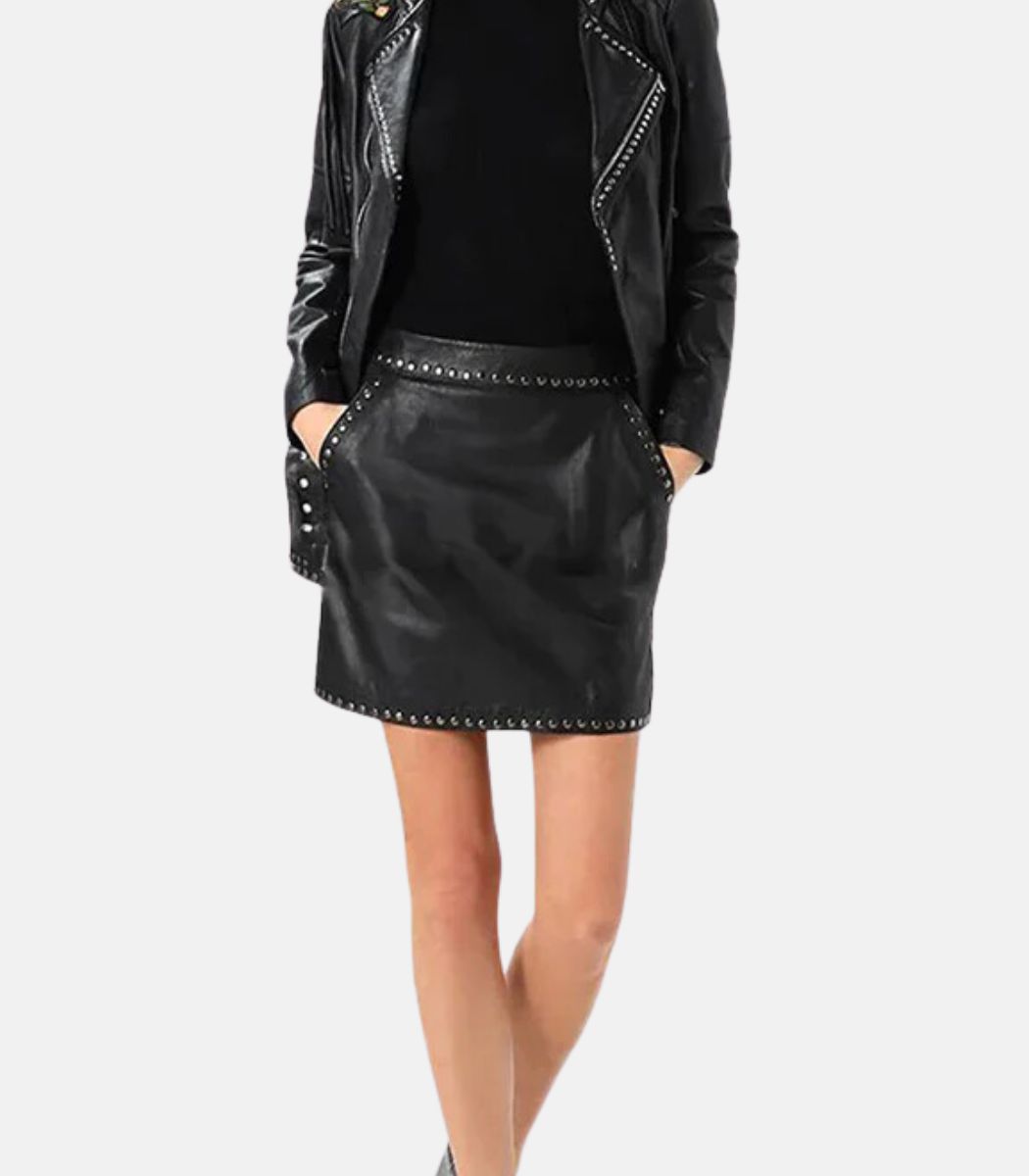 Genuine Black Leather Mini Skirts