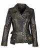 distressed Dark leather jacket