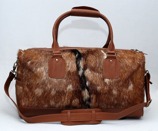 Brown White Cowhide Holdall Bag