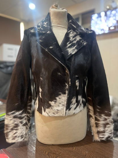 Black White Cow Skin Coat