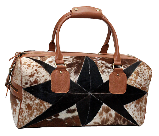 Cowhide Duffle Bag Patchwork Style