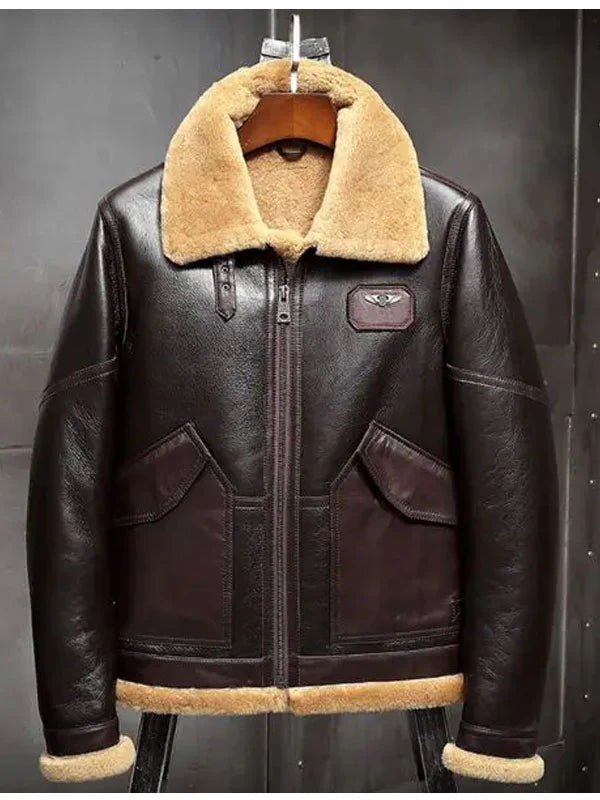 shearling leather bomber jacket men