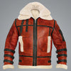 mens aviator waxed leather jacket with shearling lining