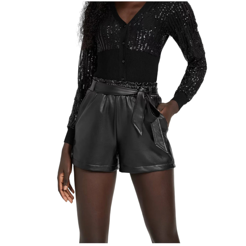 women's leather shorts high waisted