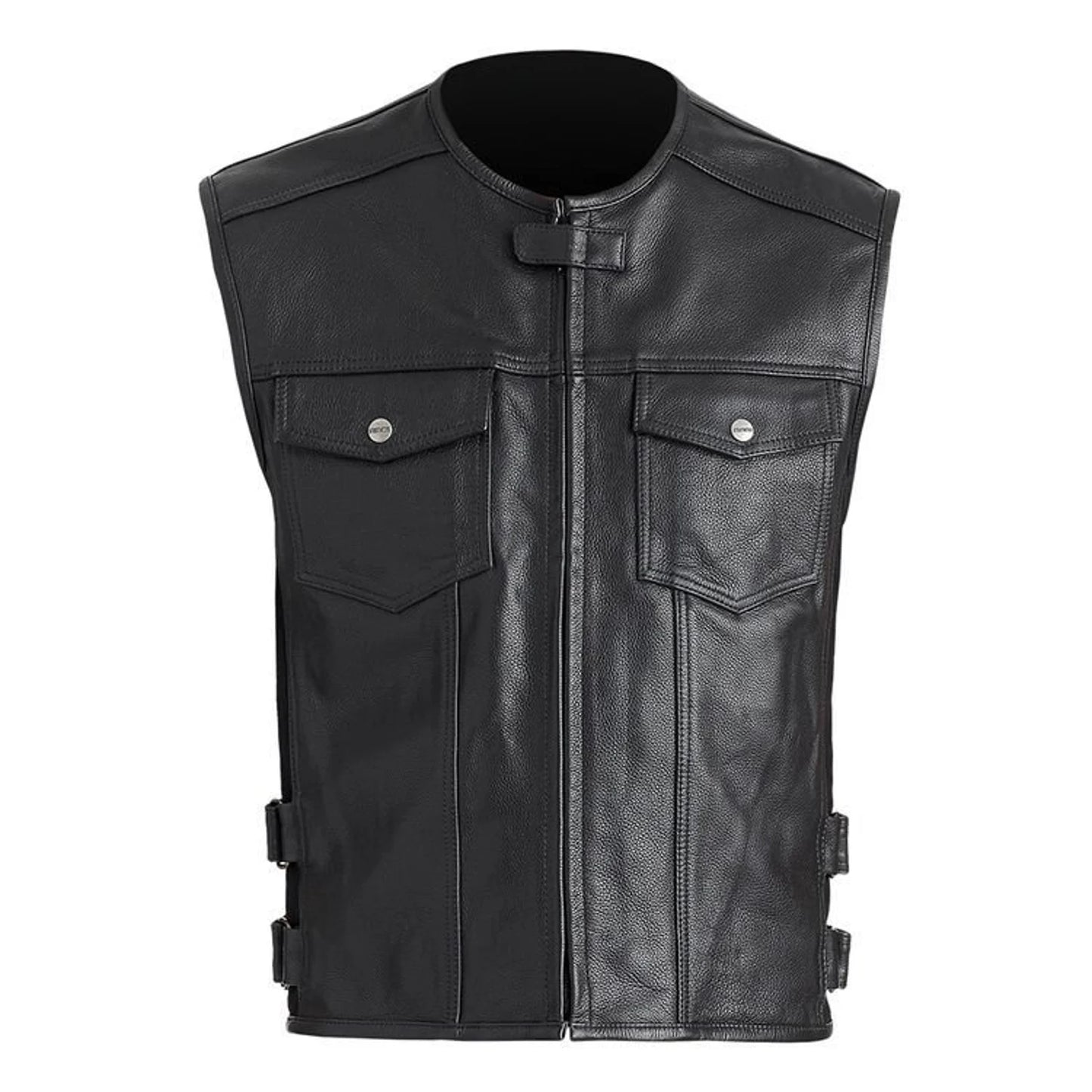 biker black leather vest for men