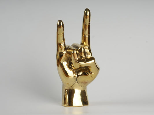 Brass Hand Sculpture with Texas Longhorns