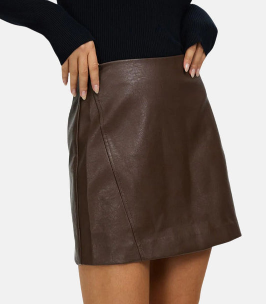 Brown Leather Mini Skirt